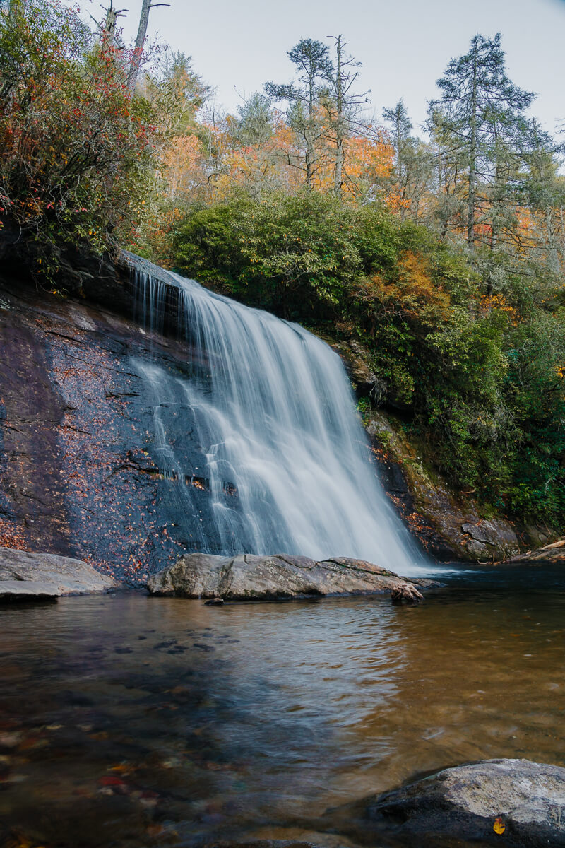 View of Silver Run Falls in Cashiers, NC from the trail's endpoint 