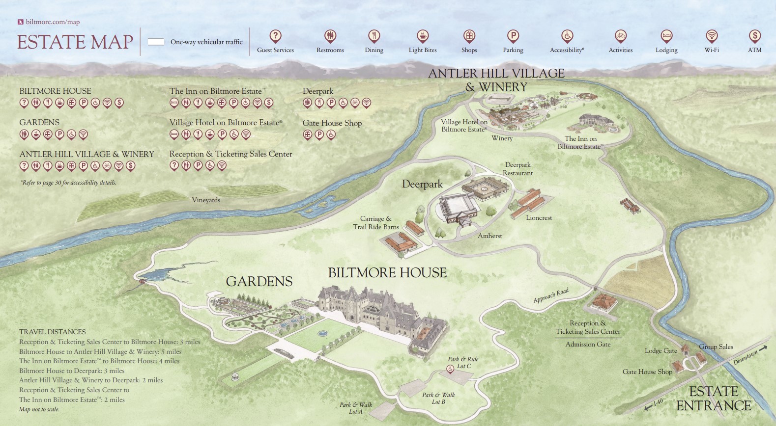 Map of the 8,000-acre Biltmore Estate