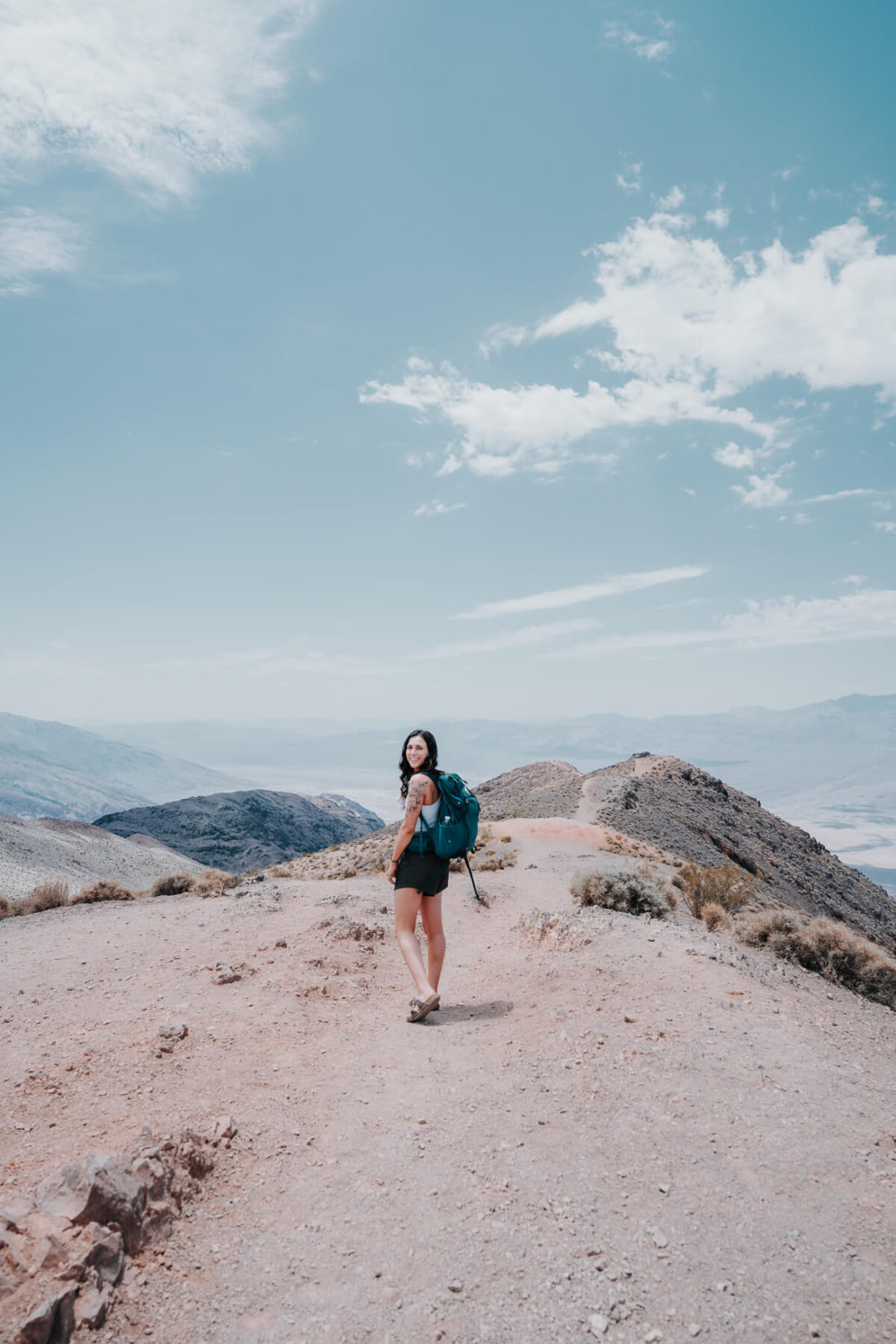 Woman hiking at Dante's View in Death Valley National Park