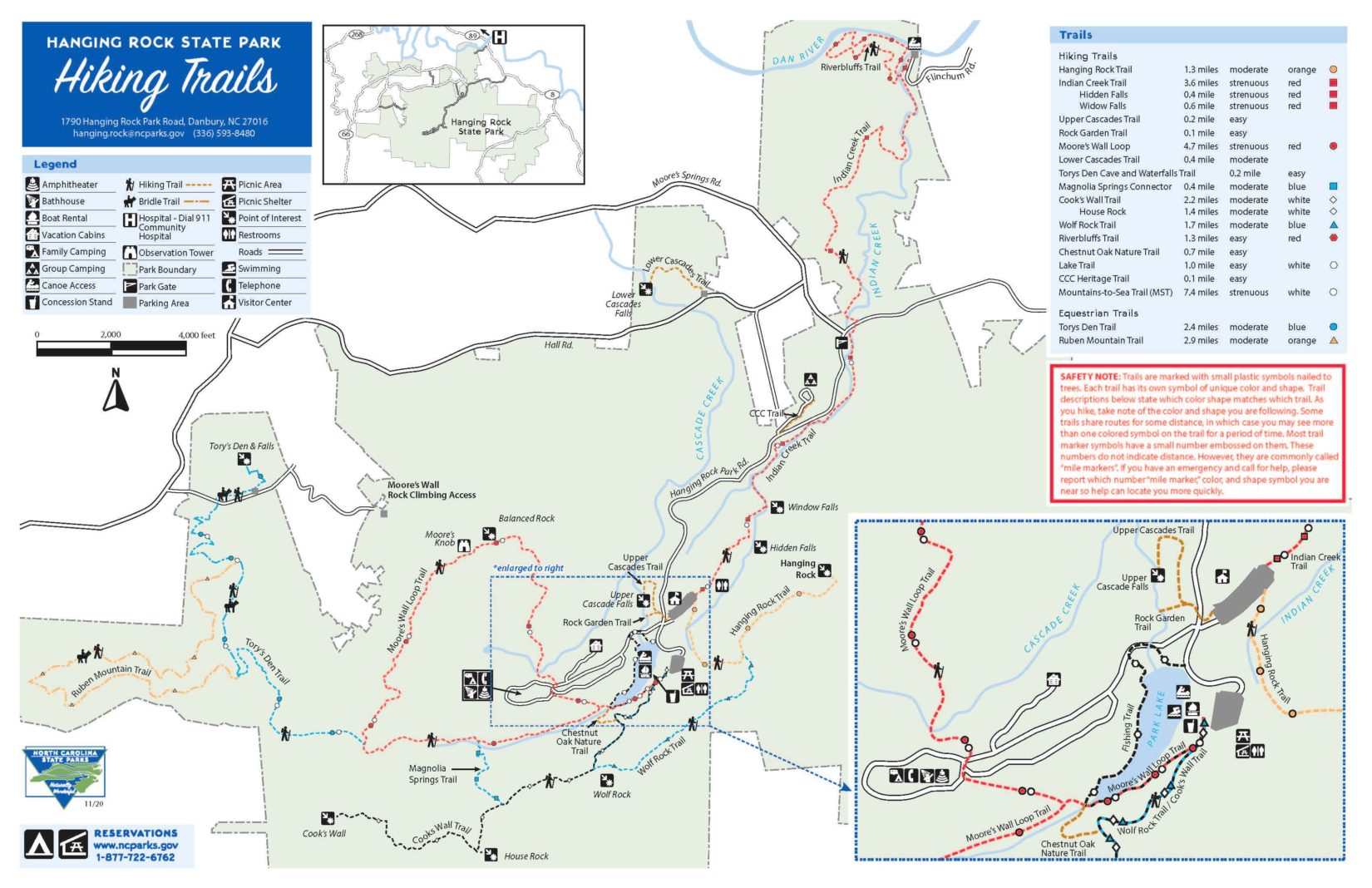 Hanging Rock State Park trail system map