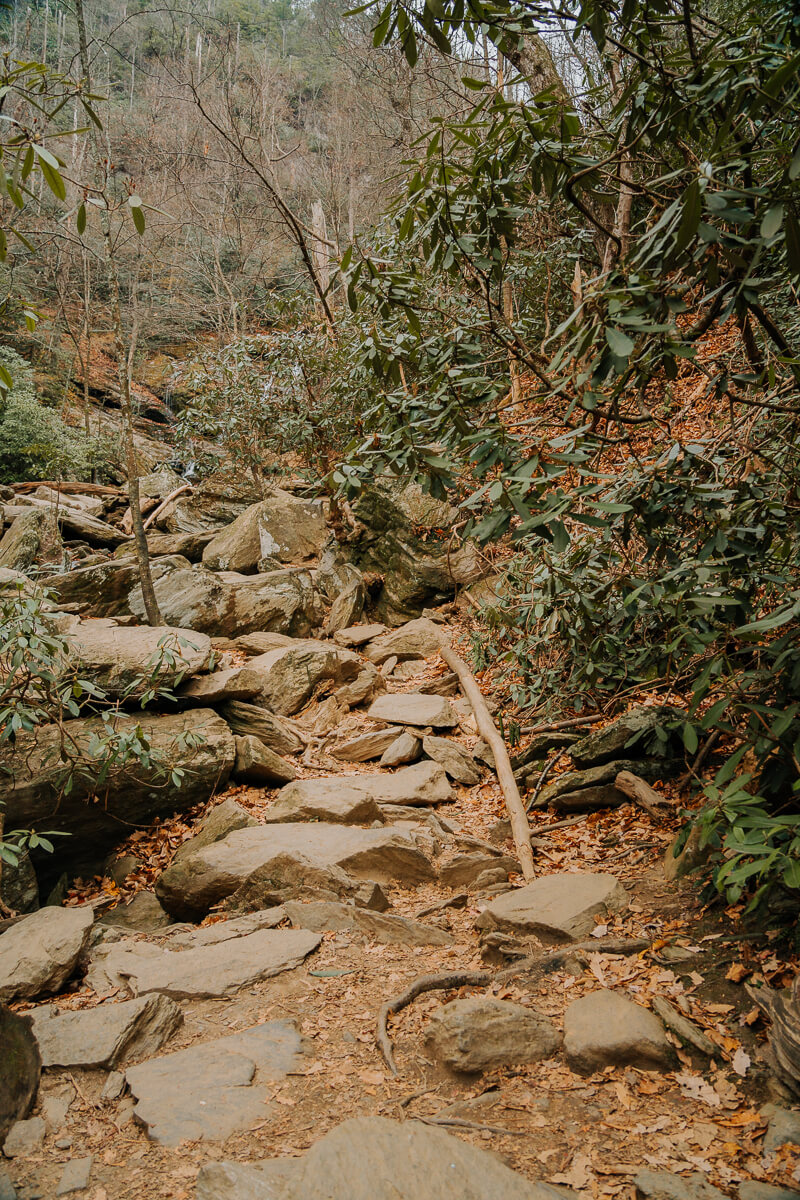 Rock scramble on the hiking trail