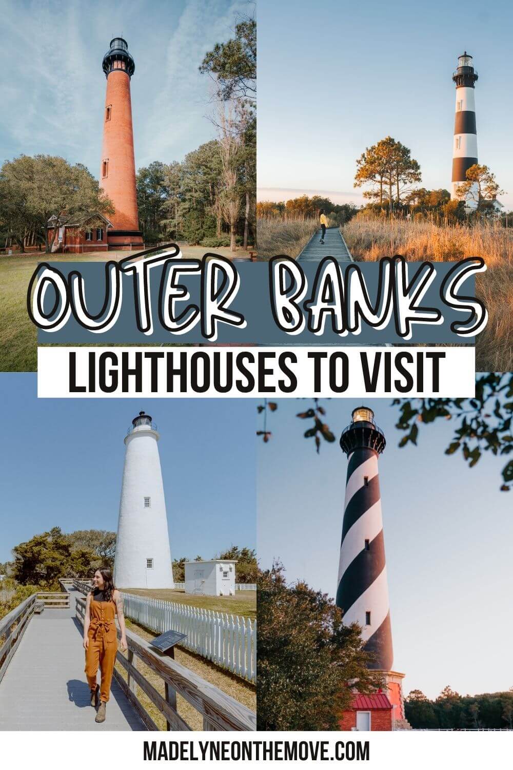 Compilation of four different lighthouses on the Outer Banks