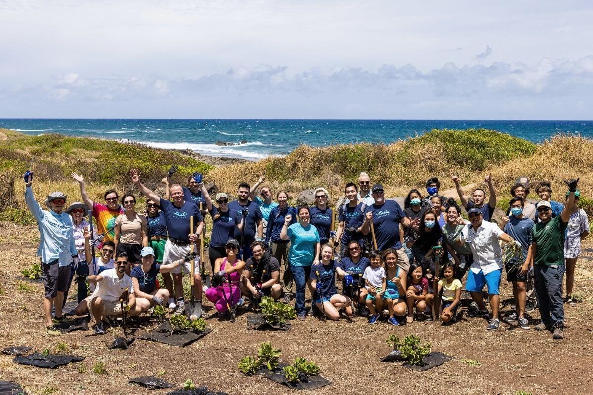 Group of volunteers at a state park in Hawaii